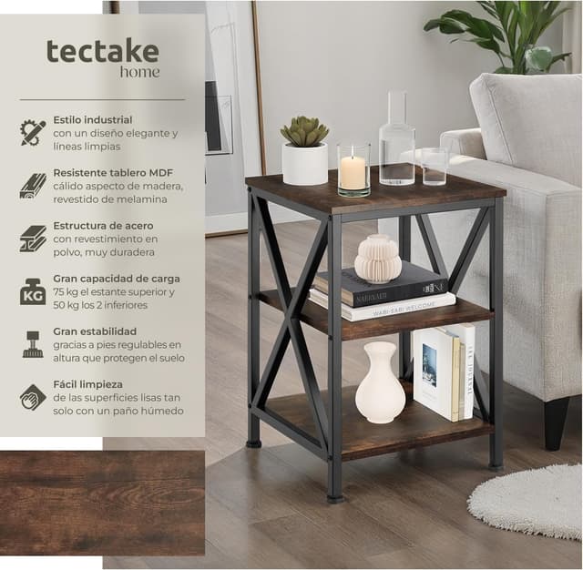 Thumbnail 2 de TecTake Mesa Auxiliar 40,5x40,5x60,5 cm