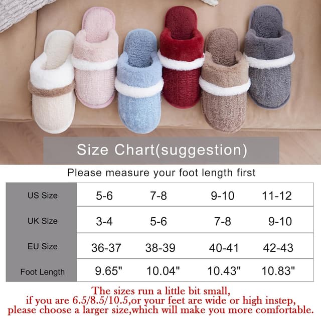 Detalle 2 de GOEWY Cozy Slippers for Women – Fuzzy memory foam house shoes with anti-skid sole