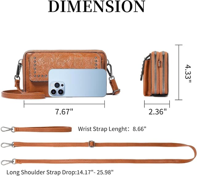 Detalle de FALAN MULE crossbody phone bag with RFID blocking, wallet compartments and detachable strap