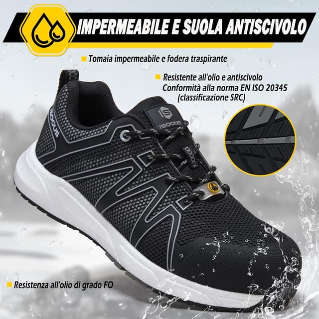 Detalle de Scarpe antinfortunistiche uomo/donna S3 ESD SRC FO impermeabili, leggere (EU 36–47)
