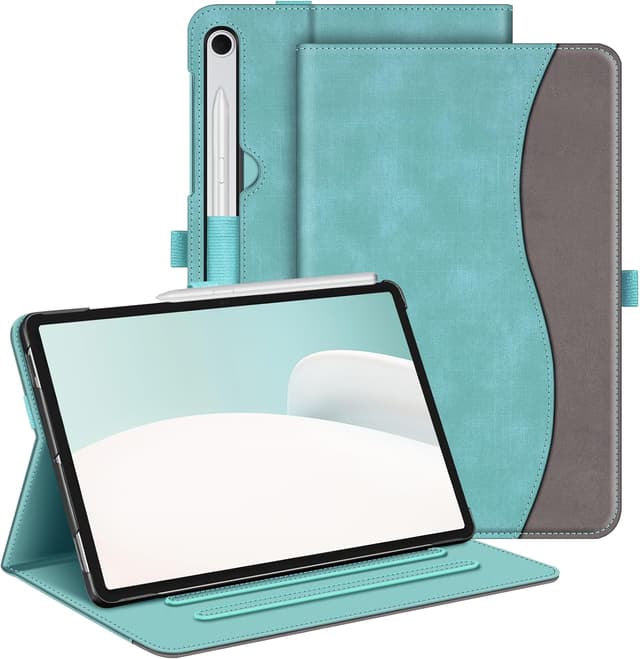 Detalle de Fintie Schutzhülle für Samsung Galaxy Tab S10 Lite/S10 FE/S9 FE 10,9", & S9 11", (Jeansoptik Türkis) – Multi-Winkel Folio mit Dokumentenfach