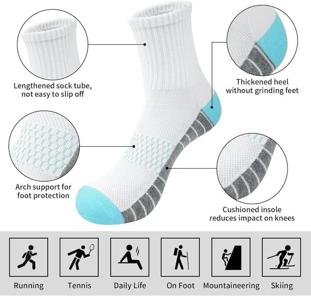 Detalle de Chalier Finery Womens Trainer Socks – cushioned, breathable walking and sports support socks