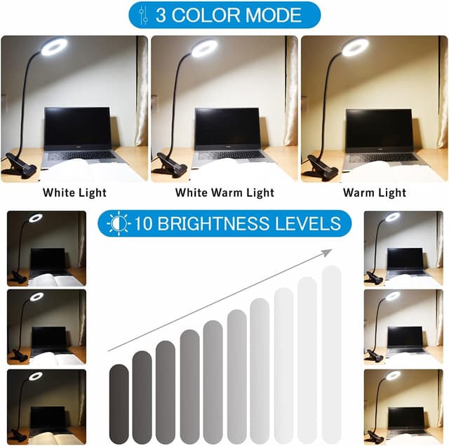 Detalle 2 de KNAMKY USB LED Desk Lamp, 10-level dimmer