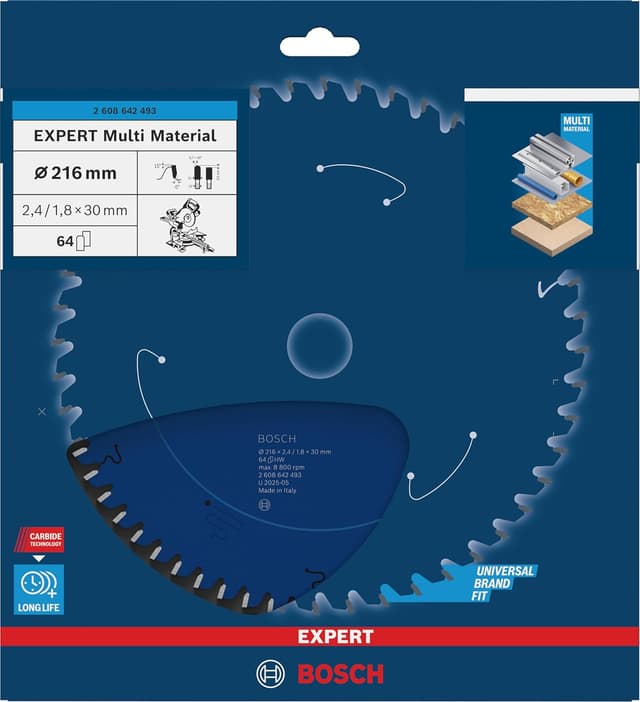 Thumbnail 1 de Bosch Professional Lama per sega circolare Expert for Multi Material da 216 mm (64 denti) per tagli su metalli non ferrosi e legno