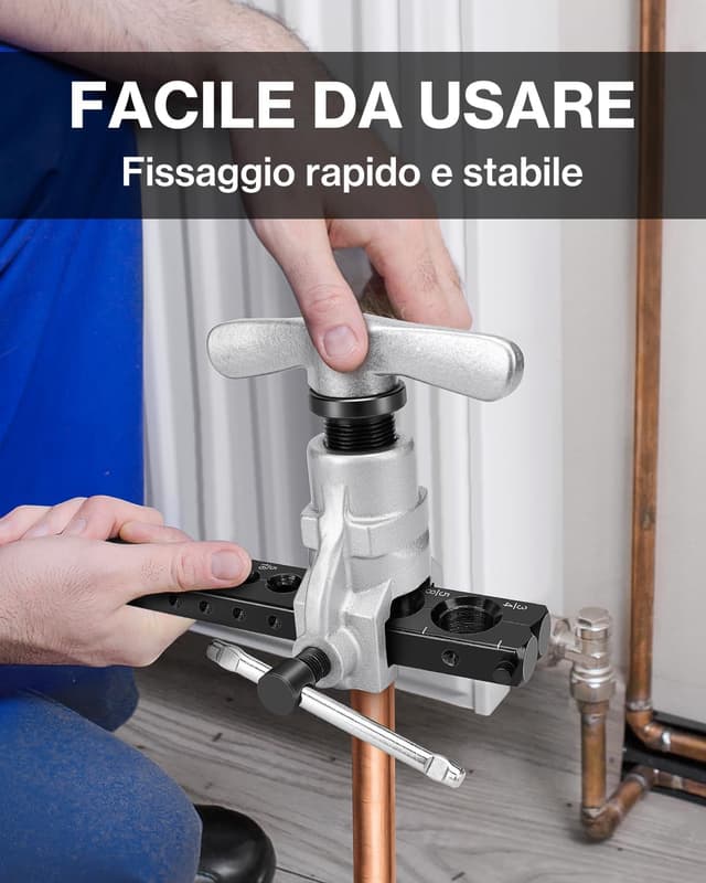 Thumbnail 6 de Ordriv cartellatrice per tubi in rame 3/16"-3/4" con svasatura a 45° in acciaio 45# e manico a T scorrevole