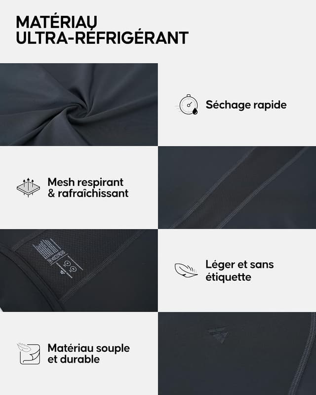 Detalle de DANISH ENDURANCE T-Shirt de compression séchage rapide pour homme (lot de 2)