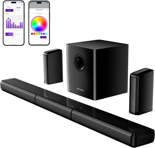 Detalle de ULTIMEA Apollo S70 Ultra 7.1 Virtual Surround Soundbar mit 6,5-Zoll Subwoofer, App & HDMI/Opt/AUX/Bluetooth
