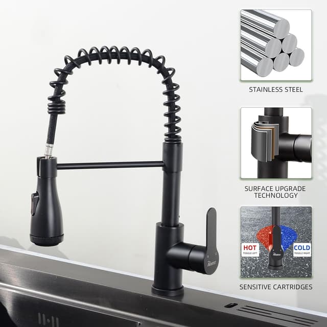 Thumbnail 6 de PHASAT PTKB09E pull down kitchen tap 360° swivel