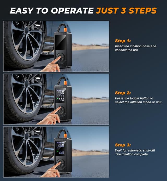 Thumbnail 4 de Fshyos Tyre Inflator 150PSI Portable Pump