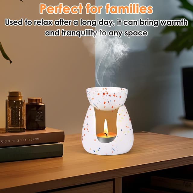 Detalle de Viitech Essential Oil Burner Ceramic Wax Melt Burner with Tealight Holder (Removable Bowl, Colourful)