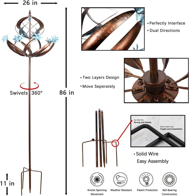 Thumbnail 4 de Winwindspinner Spinneur métal plein air large ⚙