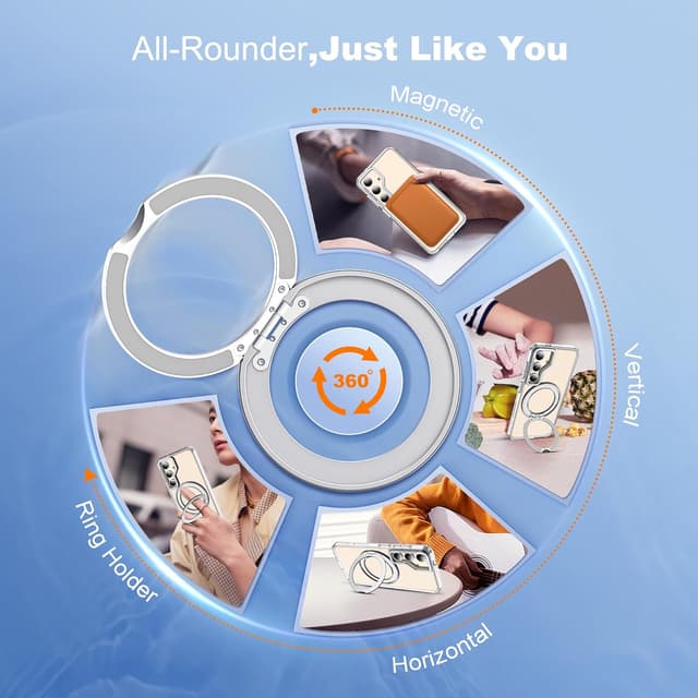 Detalle de Zalinbo for Samsung Galaxy S25 Case with 360° Rotatable Magnetic Ring Stand & Mag-Safe Compatibility