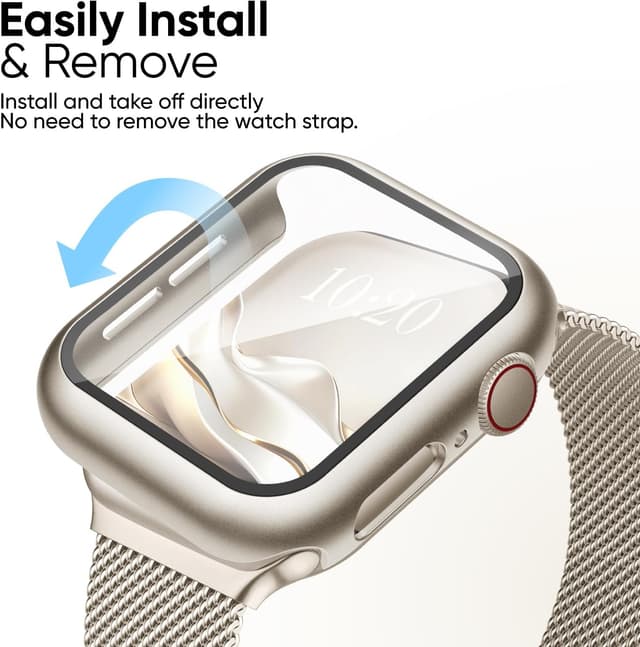 Detalle 2 de Raradev 3-in-1 40mm Apple Watch Metal Strap in Starlight (with cover & 9H tempered glass)