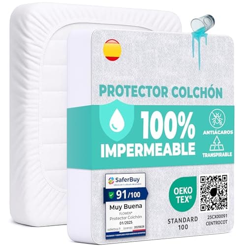 Detalle de Flowen Protector de Colchón 60x120 cm impermeable y transpirable (funda para cuna)