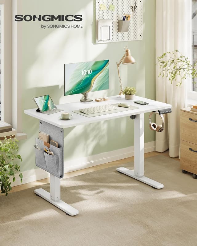 Detalle 2 de SONGMICS LSD130WZ01 höhenverstellbarer Schreibtisch 100×60 cm