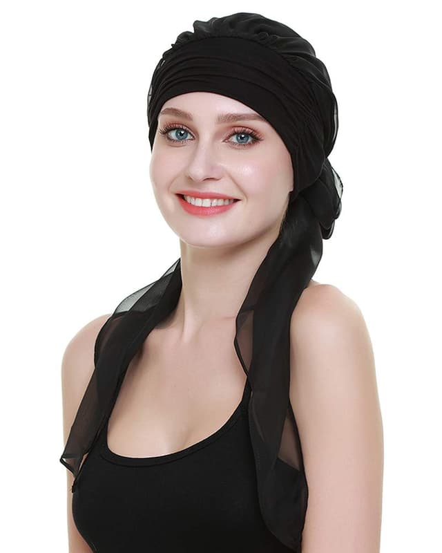 Detalle de FocusCare Print Kopf-Tuch Schal für Damen – Chemo-Turban für sensible Kopfhaut
