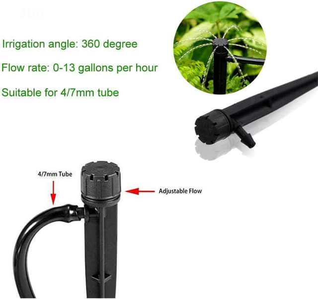 Detalle de Hydrogarden 100 pezzi gocciolatori regolabili con microirrigazione e connettore per tubo 4 mm / 7 mm