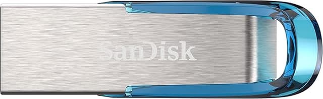 Detalle de SanDisk Ultra Flair USB 3.0 128GB, Velocidad 150 MB/s, Azul