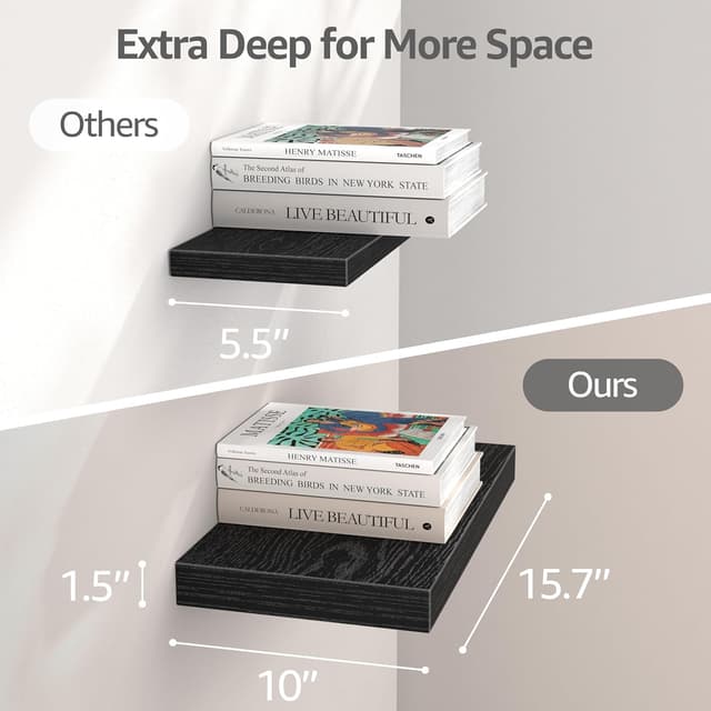 Thumbnail 2 de QEEIG 10" Deep Floating Shelves Wall Bookshelf