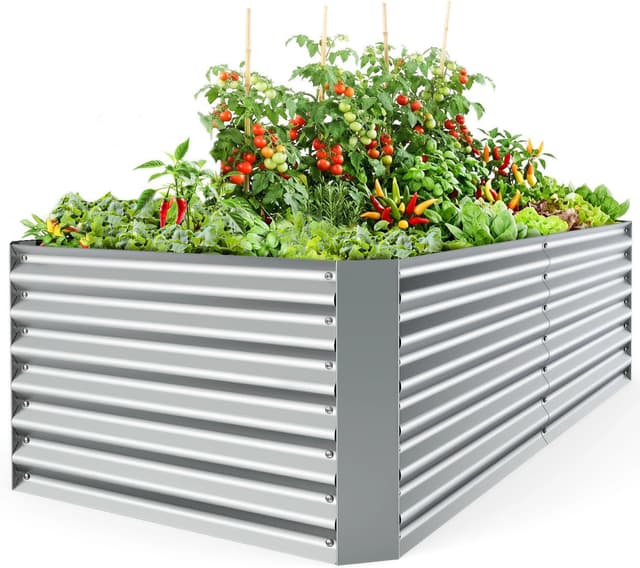 Detalle de Ohuhu Hochbeet Metall Pflanzenbeet 180 × 90 × 60 cm – wetterfestes Stahlblech für Gemüse & Frühbeet