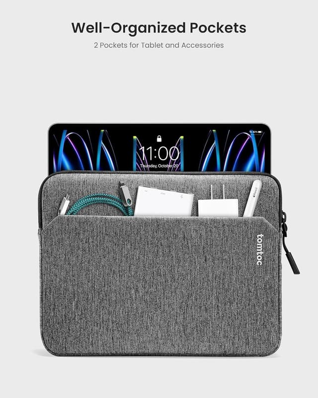Detalle 2 de tomtoc Slim Tablet Sleeve Case for 11-inch iPad Air/Pro & iPad (M4/M3/M2, A16) with Pockets