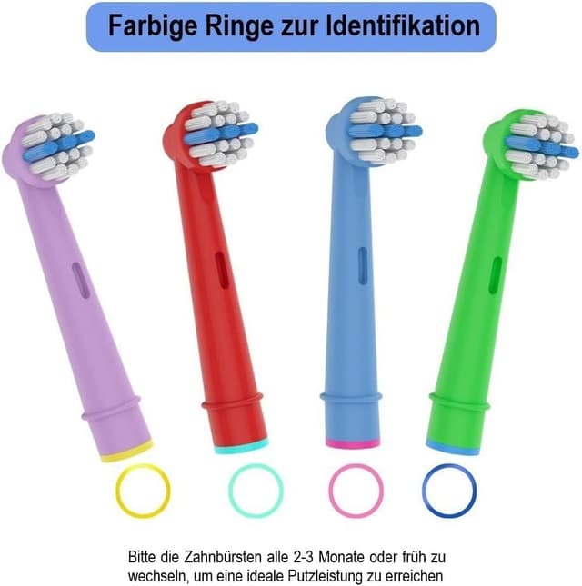 Detalle 2 de 16 Kids Aufsteckbürsten mit extra weichen Borsten (kompatibel mit Oral-B Kinder E‑Zahnbürste) – 16 Stück