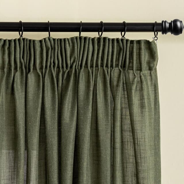 Detalle de MYSKY HOME Gardinen Wohnzimmer Vorhänge mit Kräuselband in Leinenoptik (2er-Set) – halbtransparent, naturähnlicher Stil