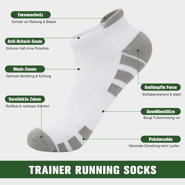 Detalle 2 de Quoboquo lot de chaussettes de sport respirantes en coton (chaussettes courtes, antidérapantes)