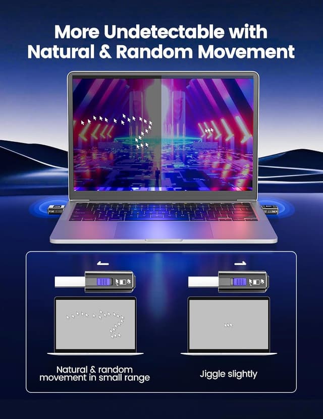 Detalle de VAYDEER USB Mouse Jiggler with LED Timer (2025 Aluminium Edition) – Dual Motion Modes, Plug & Play for Windows/Mac/Linux