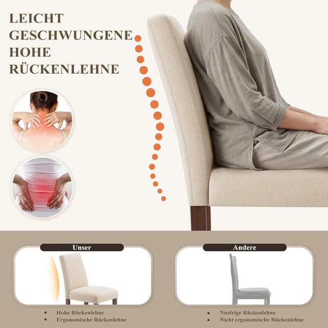 Thumbnail 4 de COLAMY Esszimmerstühle 4er Set Beige