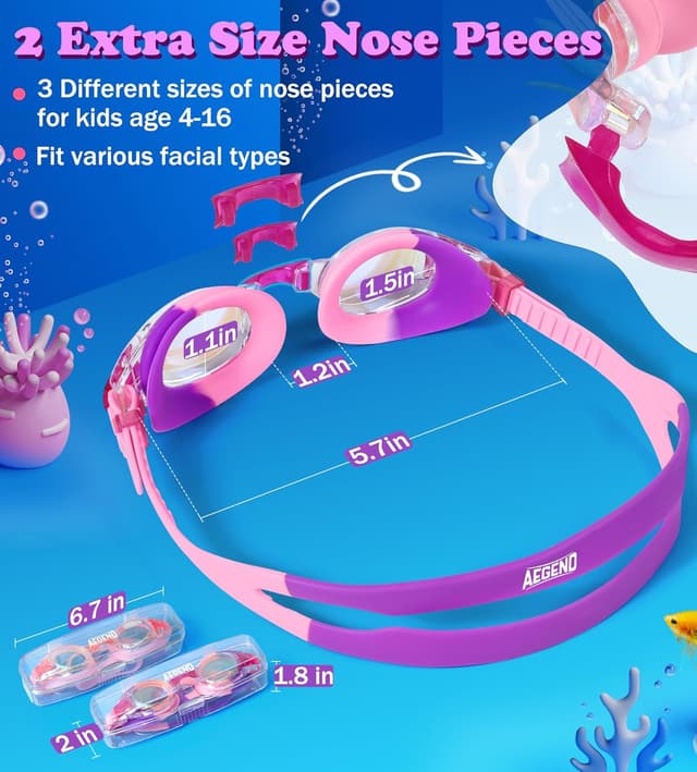 Thumbnail 6 de Aegend Kids Swim Goggles 2-Pack Age 4-16