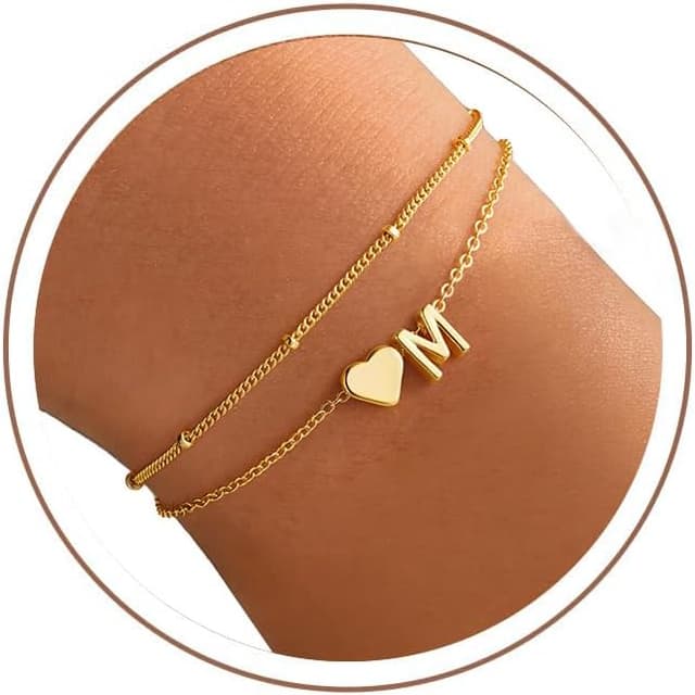Thumbnail 6 de Bracelet TINGN pour femme doré et argenté, cœur multicouche, lettres personnalisables