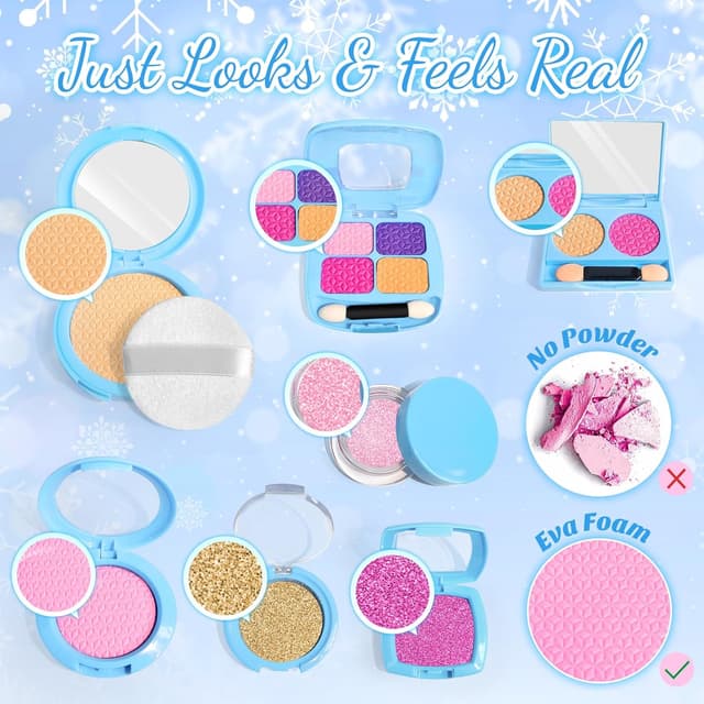 Detalle de INNOCHEER Pretend Makeup for Toddlers Toy Play Makeup Set (Ages 3–5) — Frozen-Themed Fake Makeup