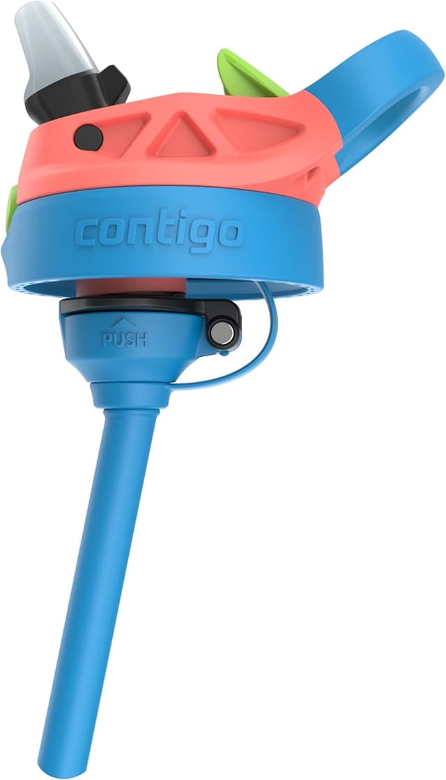 Detalle de Contigo AUTOSPOUT Water Bottle (13 oz) in Coral Blue/Poppy