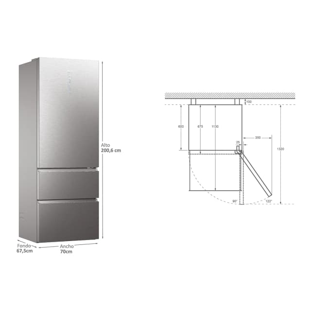 Detalle 2 de Haier HTW7720ENMP combi 483 L No Frost