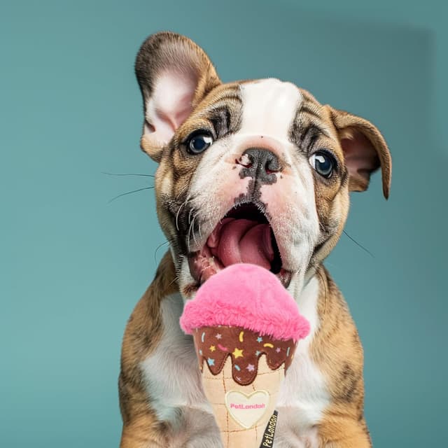 Detalle de Pet London Ice Cream Dog Plush Chew Toy with Squeaky Ball (6")