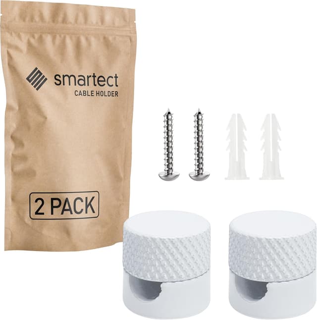 Detalle de smartect Aluminium Wand- und Deckenpins für Textilkabel (2 Stück) – Aufputz-Kabelhalter für DIY
