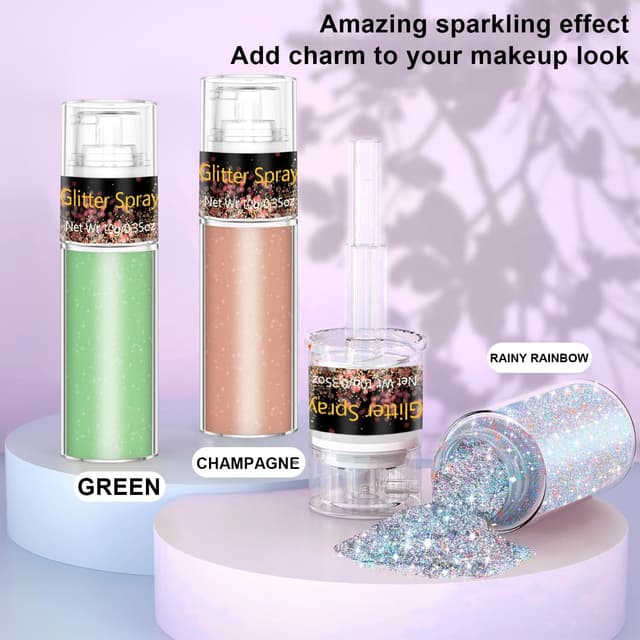 Detalle 2 de Hair and Body Glitter Spray (Glint-Rainbow) — ultra-fine holographic glitter hairspray & dry powder for costumes, festivals, and crafts