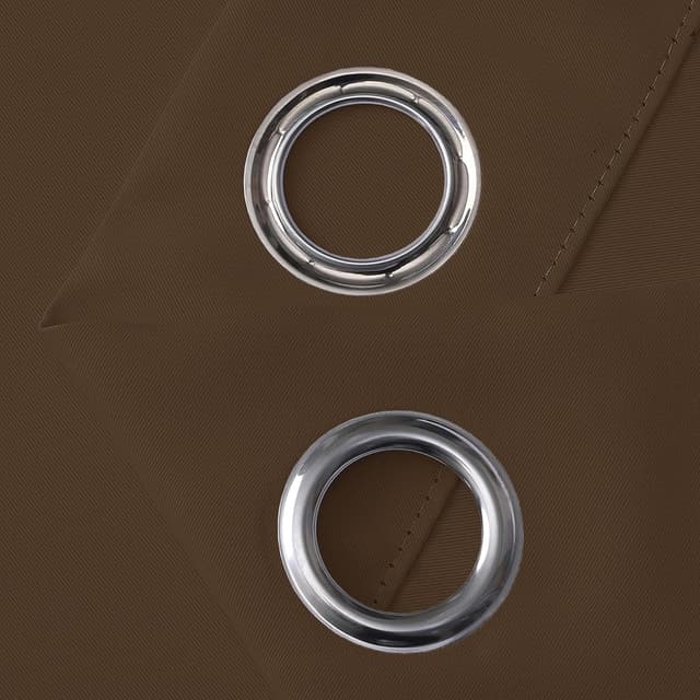 Detalle de VEHEDE Blackout Curtains Eyelet Thermal Insulated, 54 Inch Drop (2 Panels) – Brown