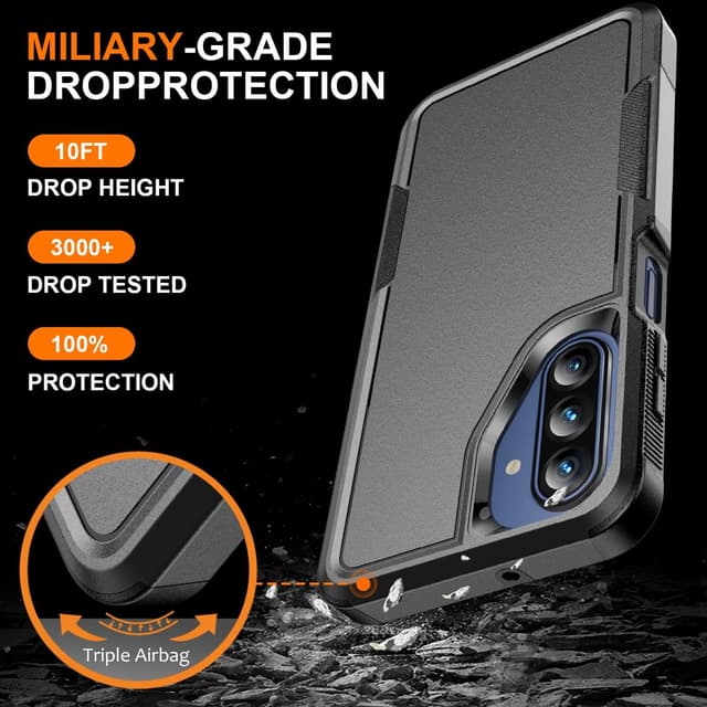 Detalle de Ezanmull for Samsung Galaxy A17 5G Case with Military Grade Protection (Black) + Glass Screen & Camera Lens Protectors