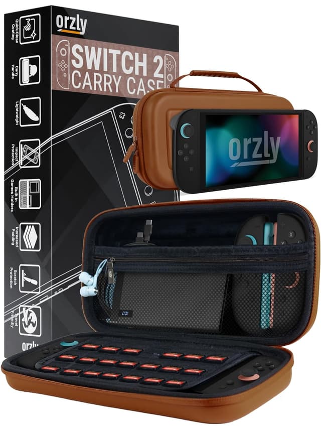 Detalle de Orzly Tragetasche für Nintendo Switch 2 (2025) – Hartschalenetui mit 7,9-Zoll Displayschutz und Organizer