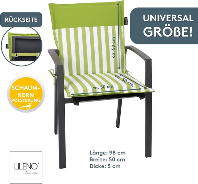 Detalle 2 de LILENO HOME Cojín para Silla de Jardín 🌿 Respaldo Rayas Verde