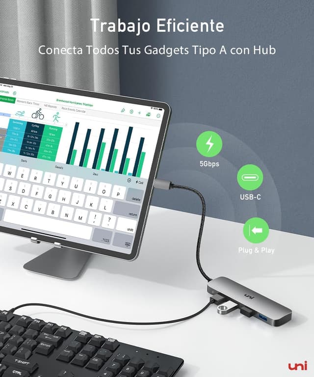 Detalle 2 de Hub USB C uni con 4 Puertos USB 3.0 🔌