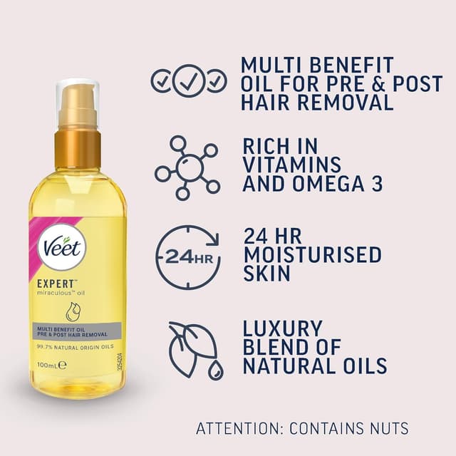 Thumbnail 1 de Veet Miraculous Oil 100 ml for pre and post hair removal