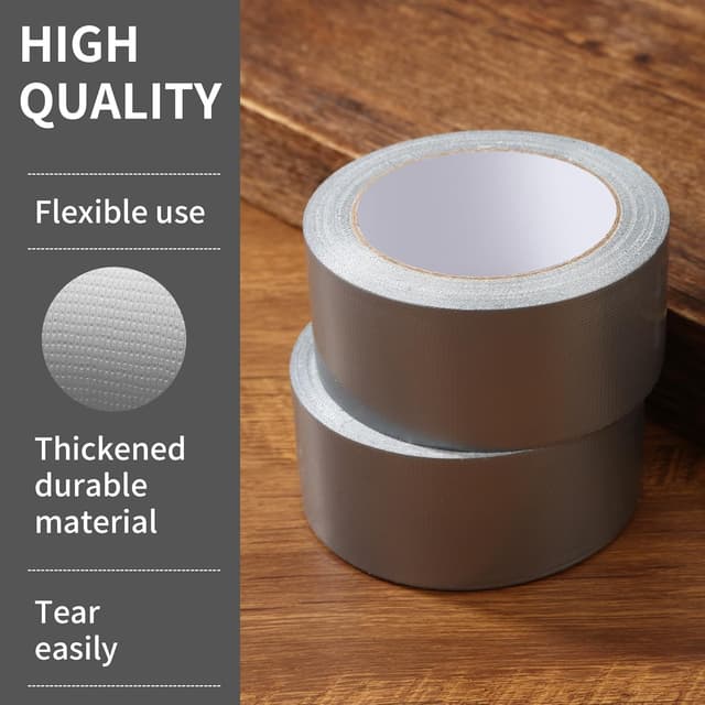 Detalle de Nuangoo ruban adhésif imperméable robuste 2 rouleaux (48 mm x 27 m) en argent