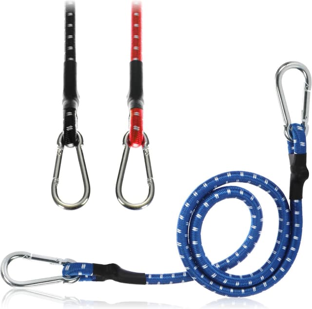 Detalle de COM-FOUR 3 sangles élastiques avec mousquetons (lot de 3, 80 cm) pour vélos, voitures et bagages