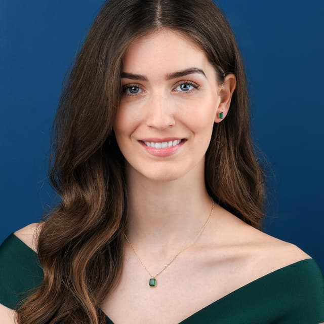 Detalle de namana Collana da donna in Argento Sterling 925 con pietra rettangolare smeraldo