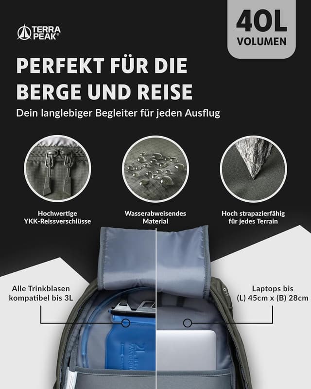 Detalle de Terra Peak® FLEX 40 : sac à dos de randonnée 40L respirant et imperméable