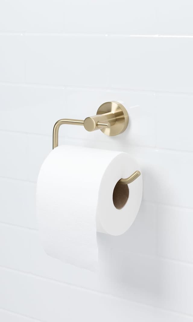 Detalle de Round Toilet Roll Holder in Brushed Brass finish