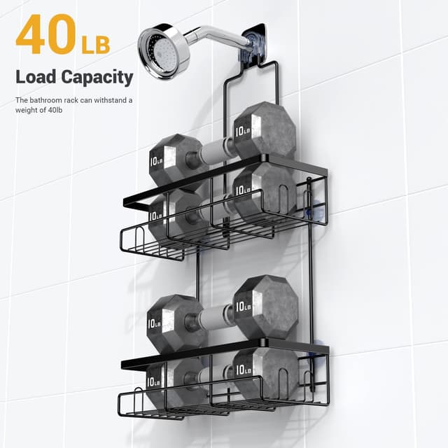 Detalle 2 de AKTECKE Shower Caddy Hanging Bathroom Organizer (Rustproof, No-Drill, Over Showerhead)